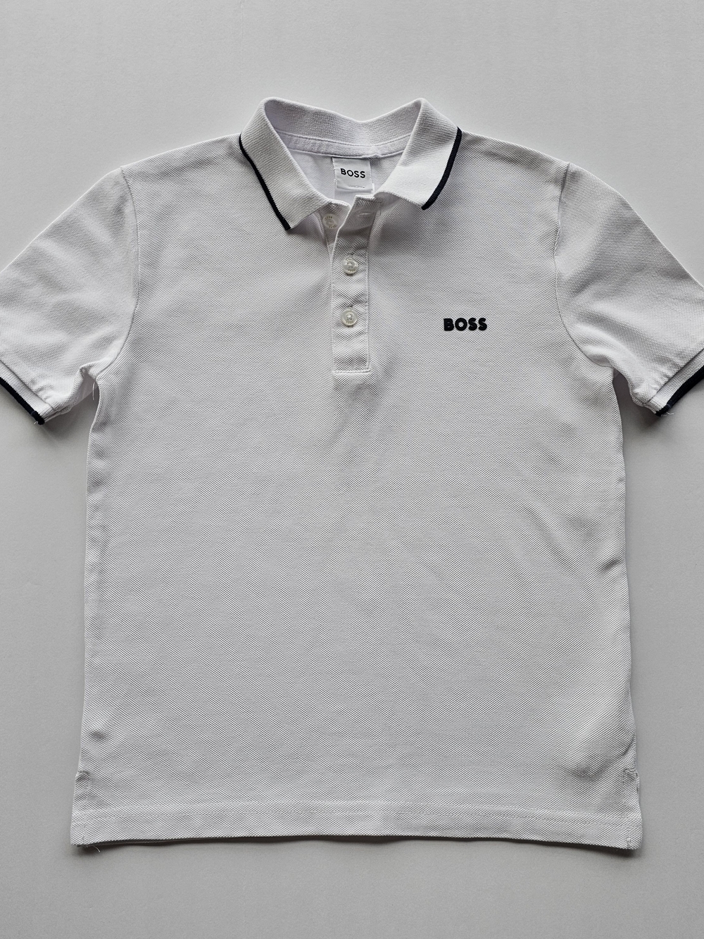 BOSS Boys Hugo Boss White Polo Top with Black Trim Size 8 NWT $69